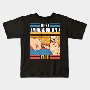 Labrador Dog And Daddy Hand To Hand Best Labrador Dad Ever Dog Father Parent July 4th Day Kids T-Shirt